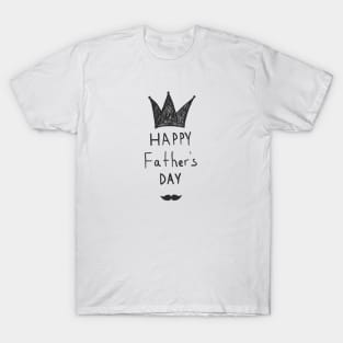 Happy Father's day hand drawn and doodle simple crown and beard T-Shirt